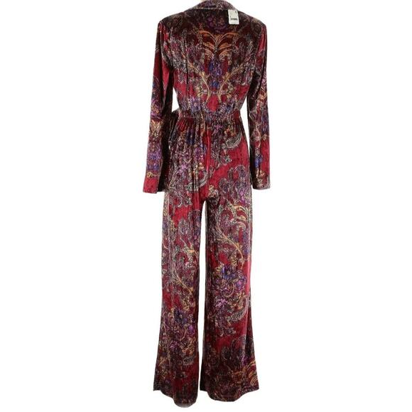 NWT Free People Delphine Paisley Velvet Velour Jumpsuit - Picture 3 of 6